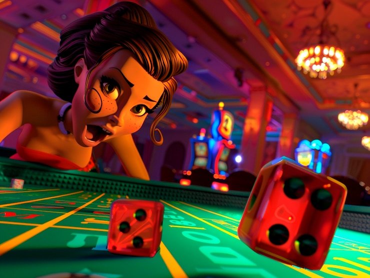 গোল্ডেন র্যাবিট থিমের লাল গেমিং দৃশ্য